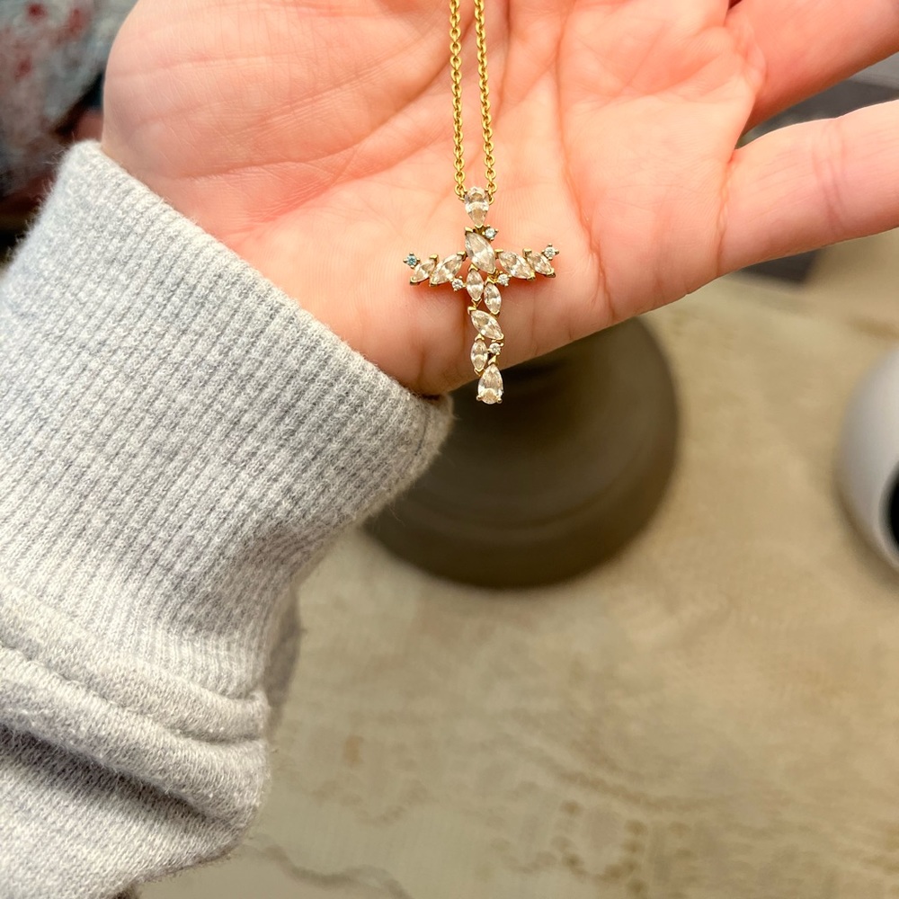 Swarovski Rose Gold-Tone Crystal Cross Pendant Necklace